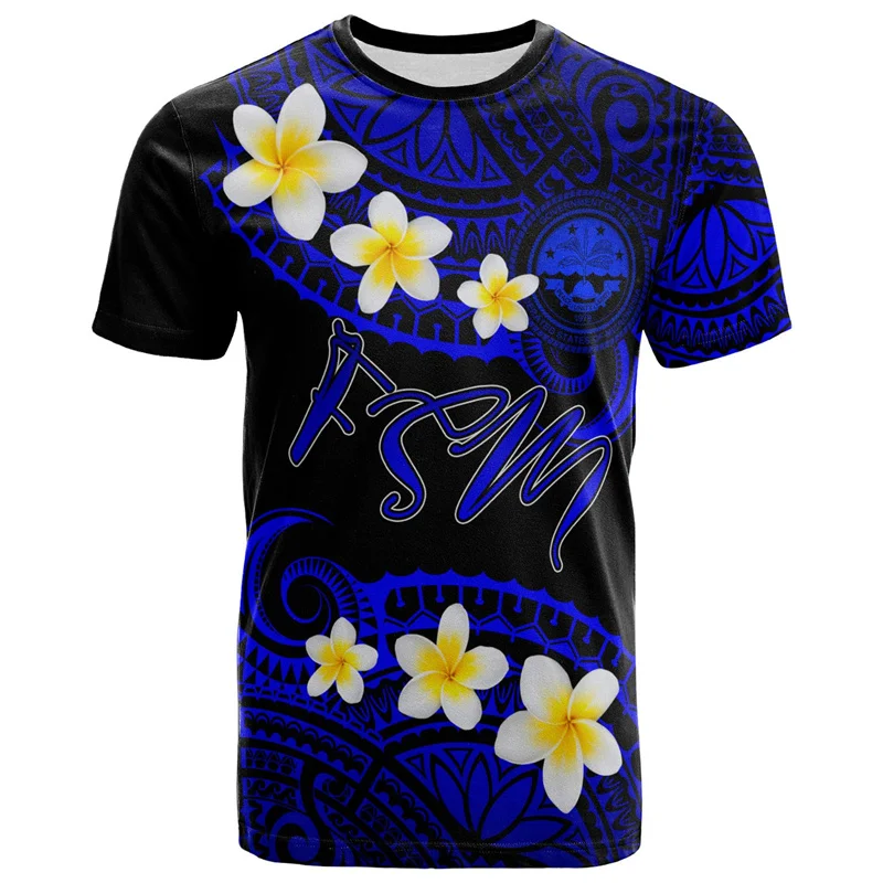 

3D Federated States Of Micronesia FSM Polynesian Style Printing T Shirt Flag Of FSM Graphic T-shirts For Men Fashion Sports Tops