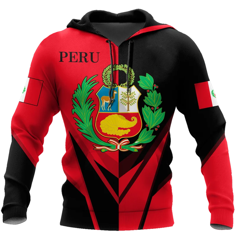 thumbnail image 1 of Sudadera con capucha con estampado de bandera de España, México y Brasil en 3D para hombre, sudadera con emblema nacional de Perú, chándal informal de talla grande para hombre, 1 of 4