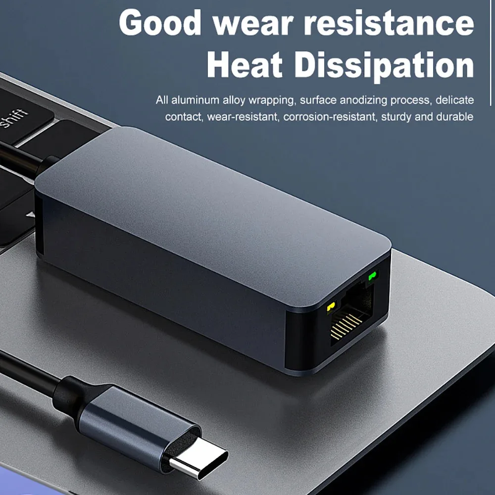2.5G 2500M 네트워크 카드 어댑터 USB 3.0 유선 USB TypeC - Rj45 Lan 이더넷 어댑터 Lan 허브 (윈도우 8.1/10/11 PC/노트북용)