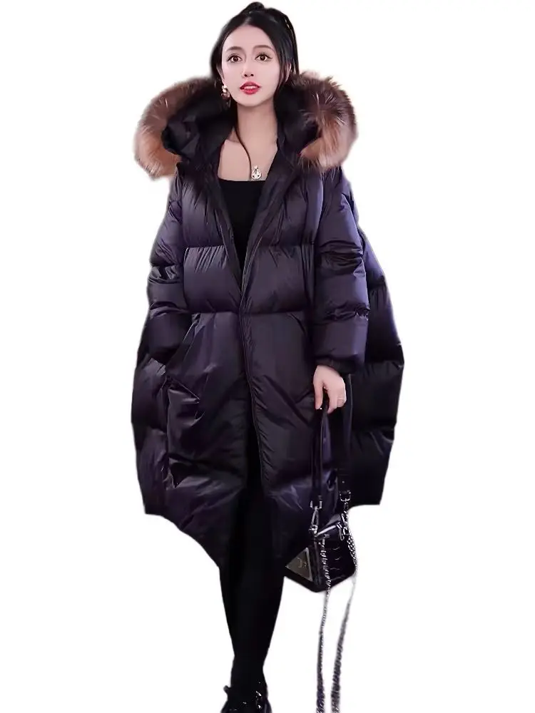 Black Hepburn Style Down Jacket, High-end and Stylish Loose Jacket for Women, European Autumn and Winter New 2024