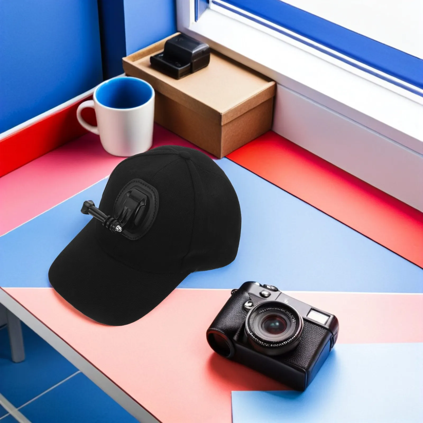 야구 모자 카메라 마운트 퀵 릴리스 버클 블랙 조절 가능 코튼 스포츠 카메라 캡 핸즈프리 촬영 야외 러닝