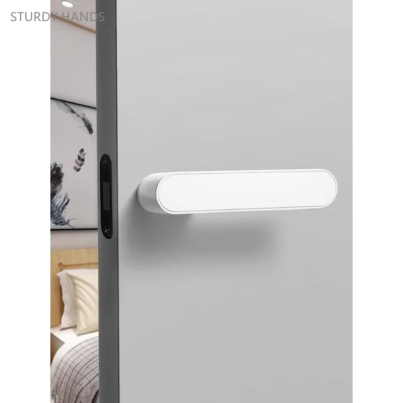 1 set of indoor door locks minimalist household hidden key bedroom silent handle lock with key included Electroplated
