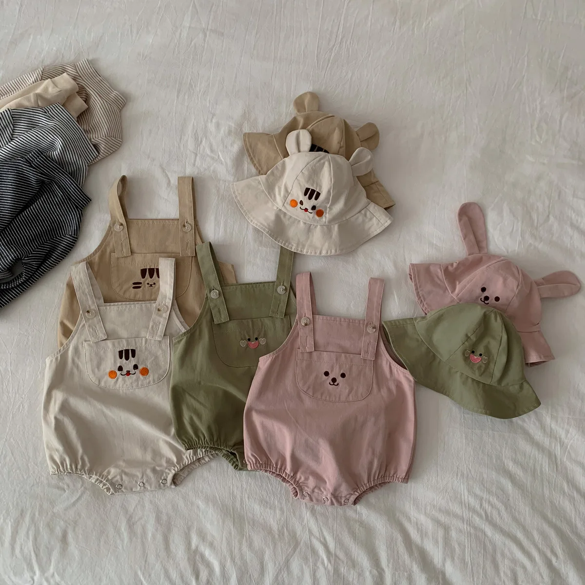 InfantBoyCuteAnimalSlingBodysuitBabyBoysFashionPocketJumpsuit