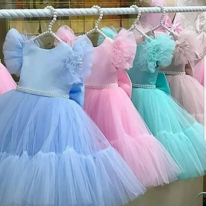 

Simple Girl Dresses for Wedding Kids Pageant Cake Birthday Party Gowns First Holy Communion Customes