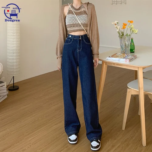 Woman Jeans High Waist Clothes Wide Leg Denim Korean version Korean version high waist slim pants 2022 Fashion  Straight Pants women's clothing stores Jeans