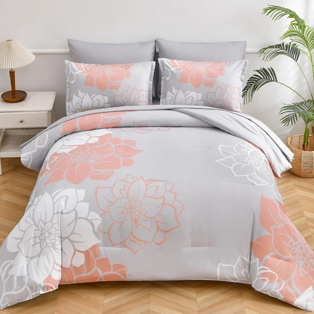 flower-7-piece-bed-in-a-bag-comforter-set-soft-micorfiber-bedding-set-queen