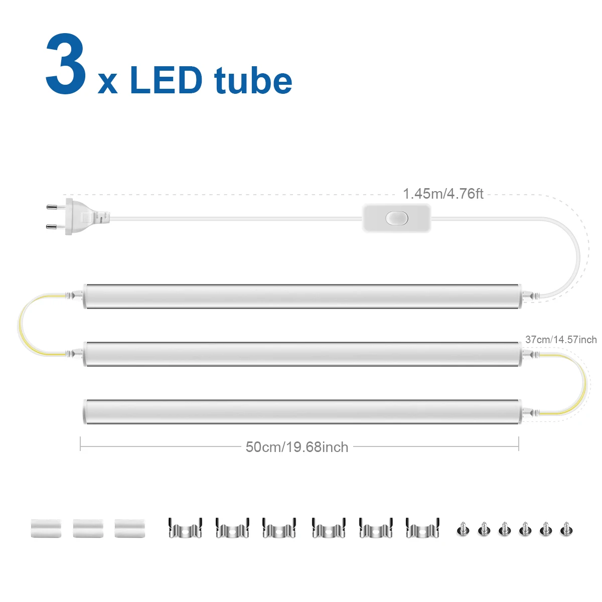 ตัวเลือกสินค้า หลอดไฟ LED T5 ใต้ตู้ 50 ซม. พร้อมสวิตช์ 1-6 ชิ้น