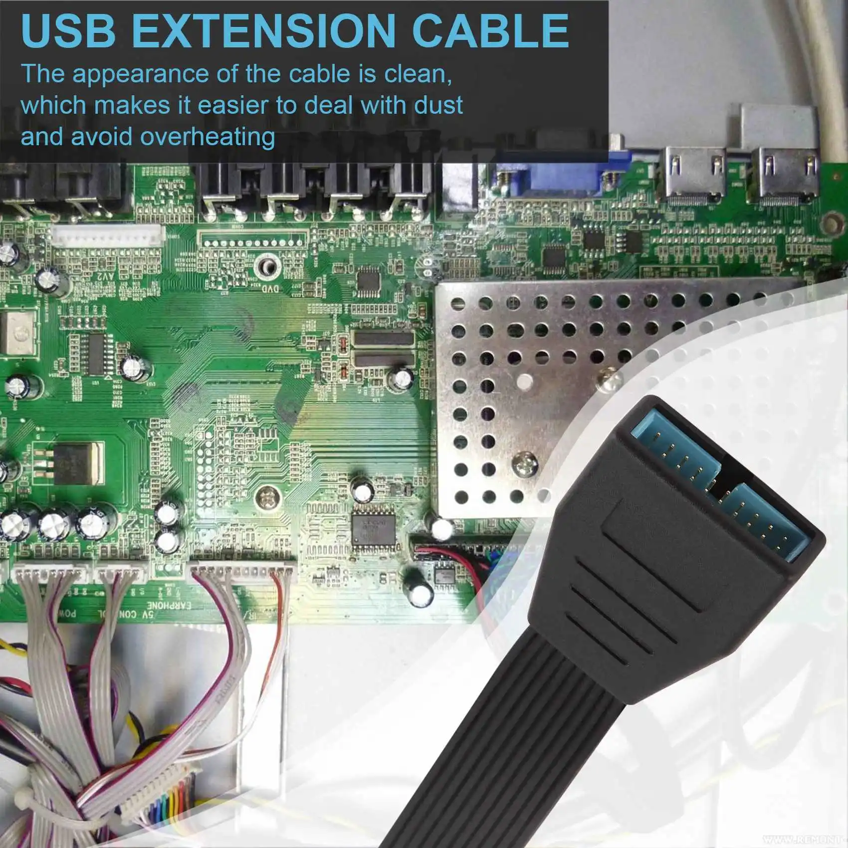 2Pcs Small Mini USB 3.0 19/20Pin Internal Extension Header Adapter Cable USB 20Pin Extension Cable for Motherboard 15Cm