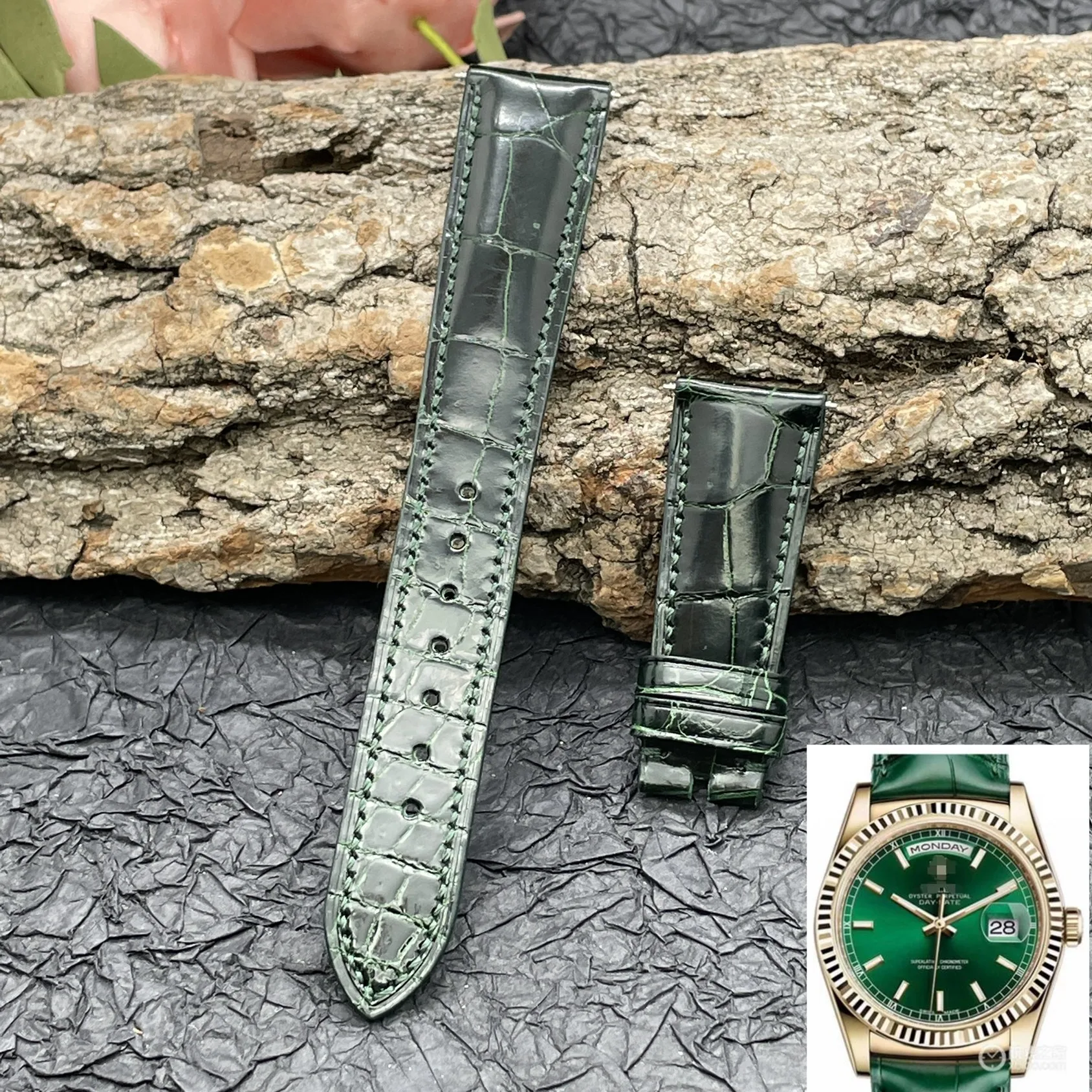 

Fits Rolex Weekly Calendar 118138 Watch Belt Crocodile Leather Band 20mm