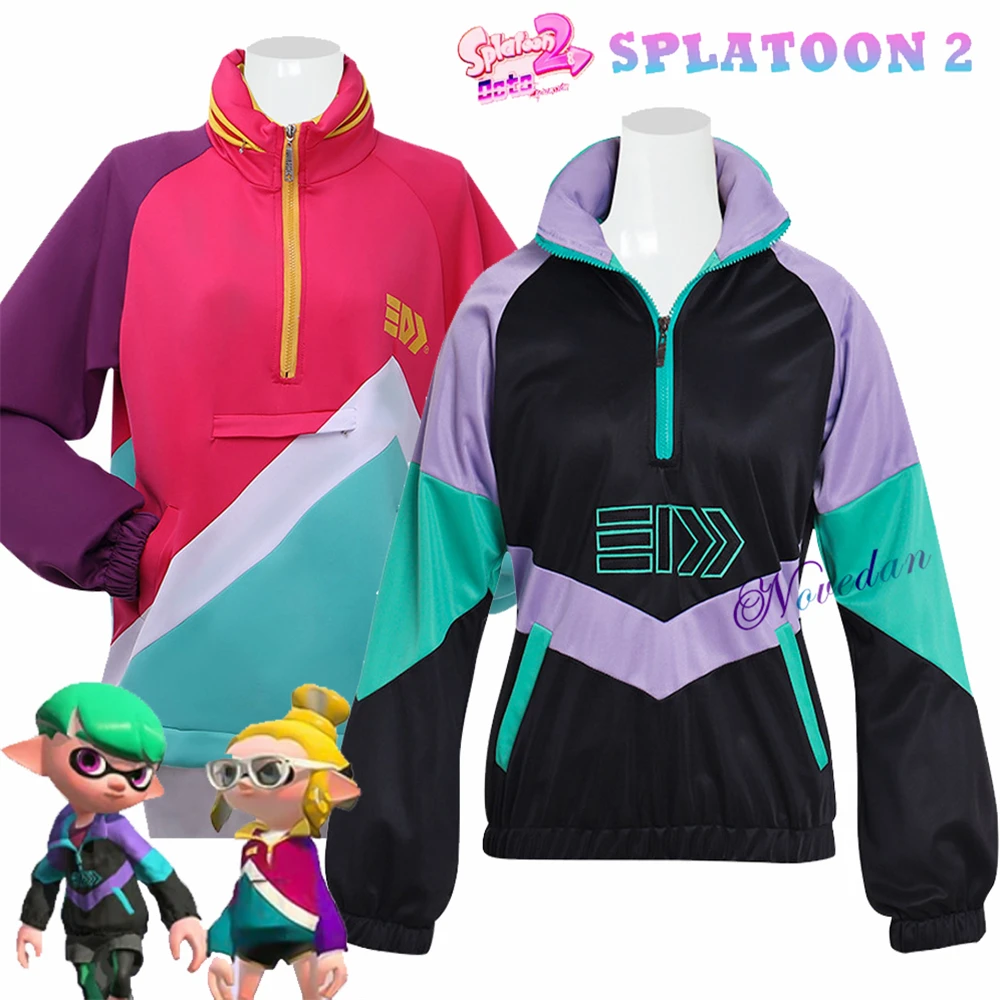 

Cosplay Legend Game Splatoon Vintage Cosplay Costume Top Women Men Casual Pullover Sweatshirt Coat Contrast Color Zipper Hoodie