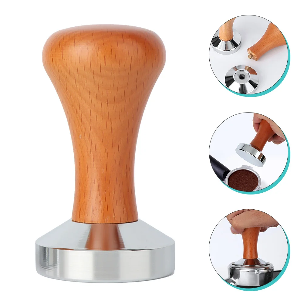 

Tamper Coffee Concentrate Flat Espresso Stainless Steel Tampers Powder Tamping Tools Wood Bean Pressing Handle for Home Supply