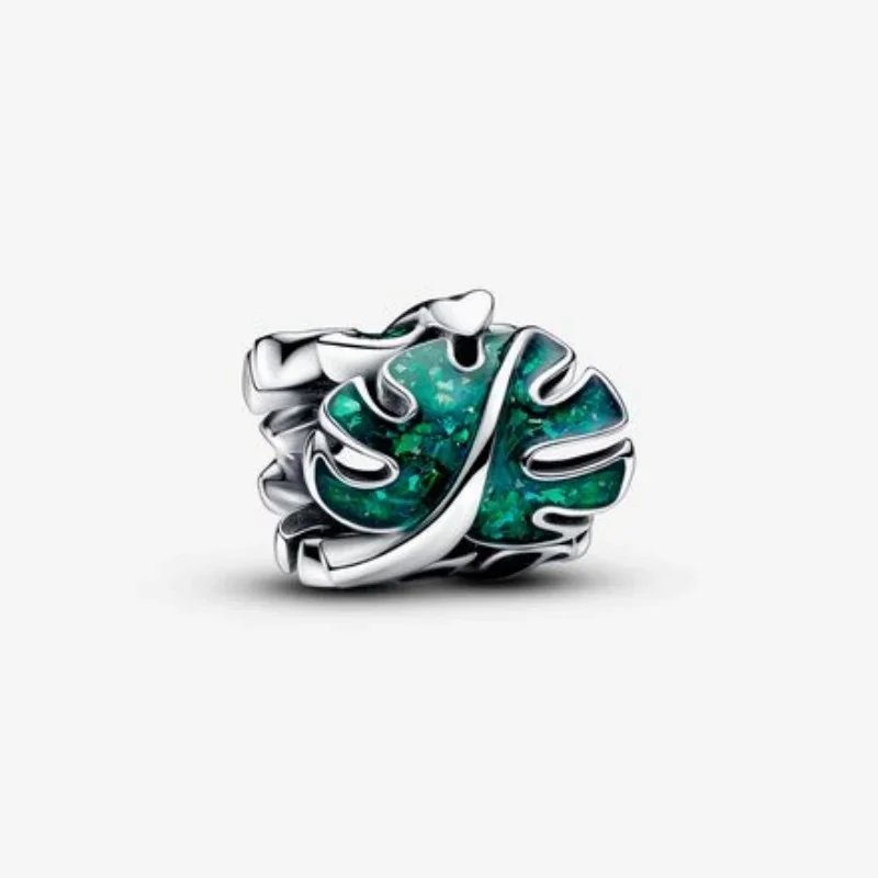 Silver Jewelry 925 Sterling Silver Green Coconut Tree Frog Clover Dangle Charm Beads Charms DIY Bangle Necklace Fine Jewellery Gift