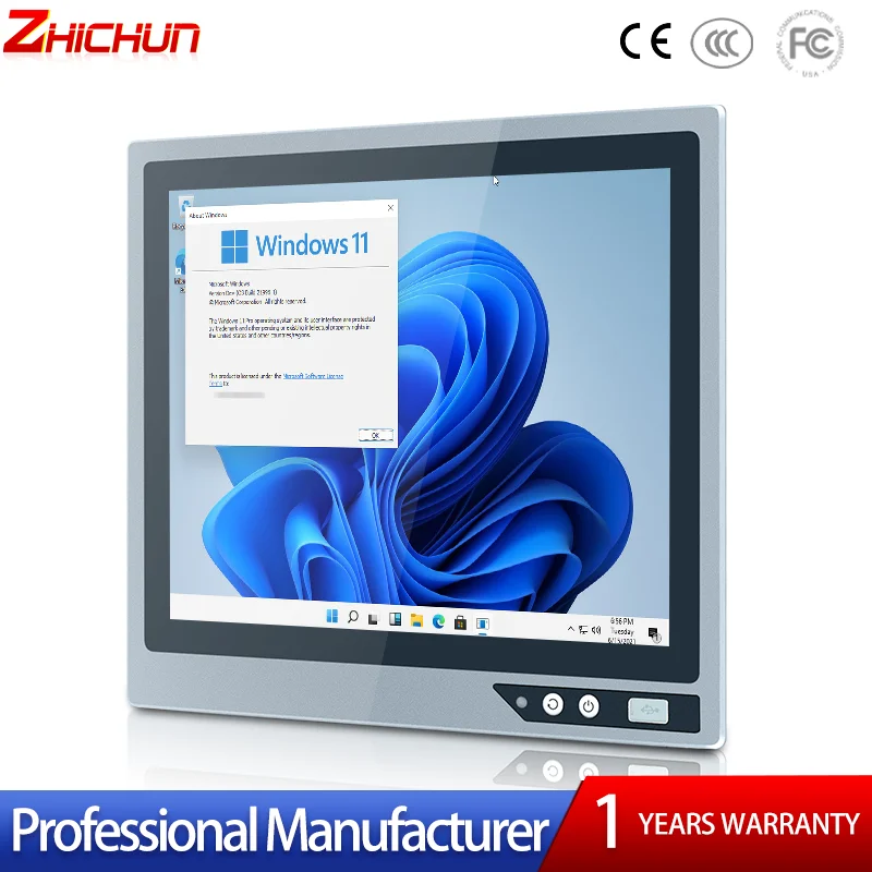 15.6/17 inch HD Insdustrial Monitor Touchscreen Computer All in One Touch Panel PC Computer front USB ZHICHUN hmi touch screen