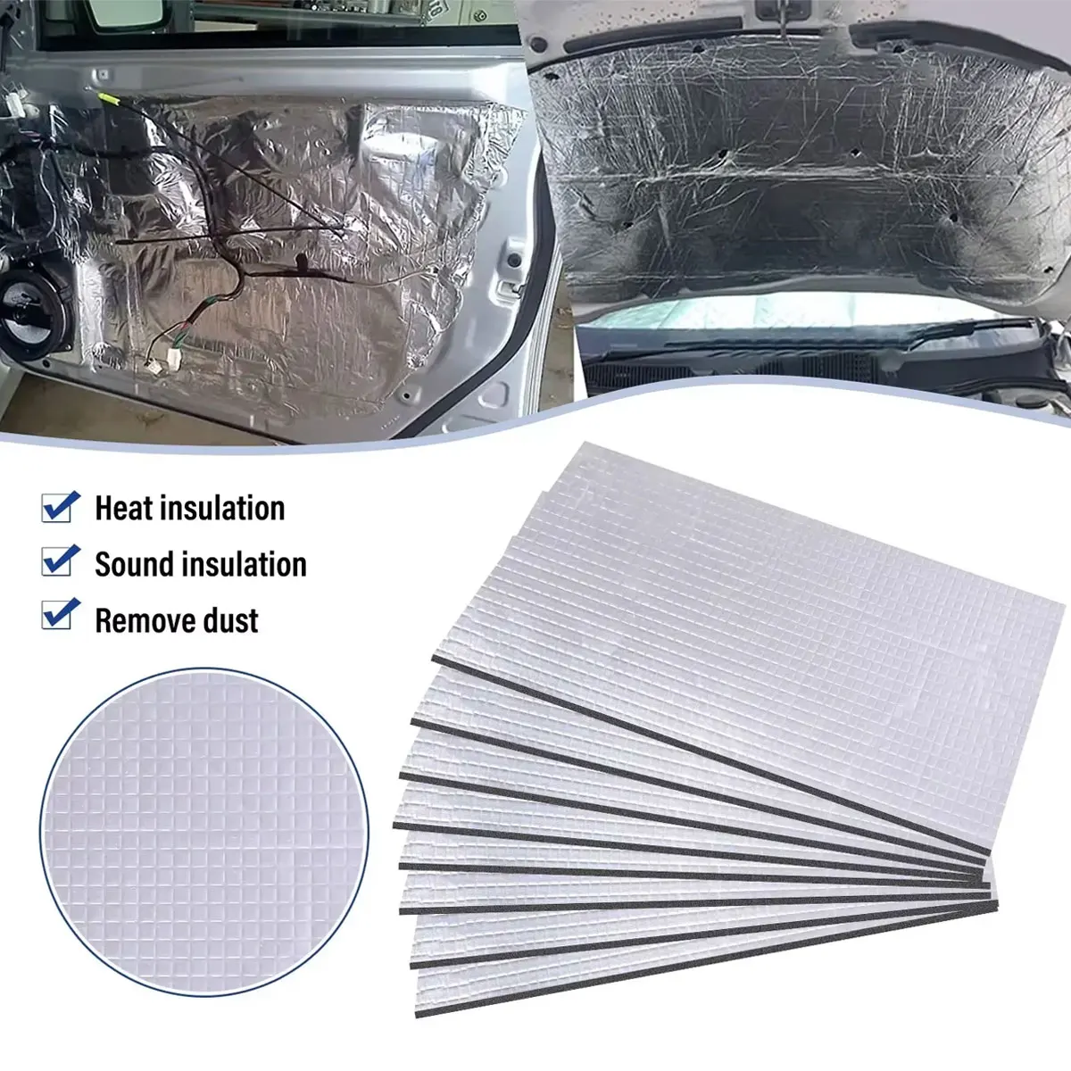 5/10mm Car Soundproofing Heat Insulation Cotton Roll Self-Adhesive Fireproof Noise Reduction Mat for Roof Doors Floor Engine
