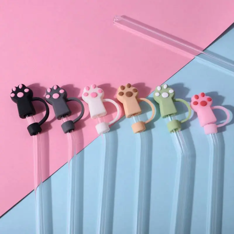 Description Picture 4 of item6 Pack Silicone Cat Paw Straw Covers Cap Compatible with Stanley Cup 30 40 oz Cute Funny Tumbler Straw Topper Accessories