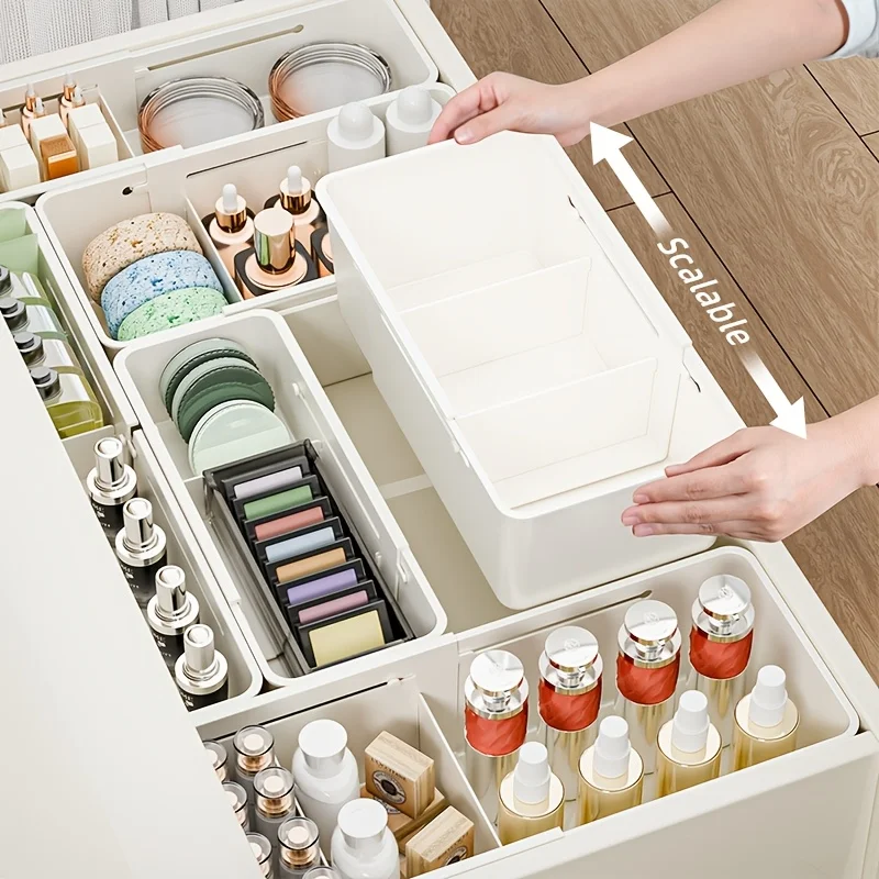 Adjustable Drawer-Retractable Divider Storage Box for Bedroom, Bathroom, Kitchen, Office. Ideal for Underwear, Cosmetics