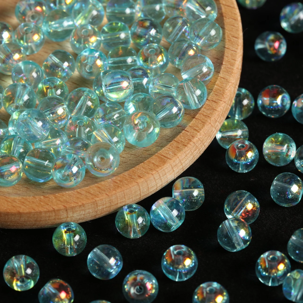 Sunset Orange Aurora Round Glass Beads - 320pcs Warm Tone Rainbow Spacer Beads