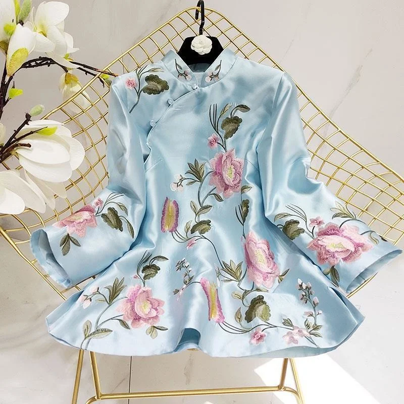 

Tang Shirt National Style Traditional Elegant Embroidery Women Chinese Vintage Blouse Loose Female Hanfu Tops 2023 New