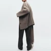 TRAF Women's Knitted Cardigan with Scarf Slim Casual Jacket Long Sleeve Patchwork Pocket Jacket Elegant Office Women's Sweater 5