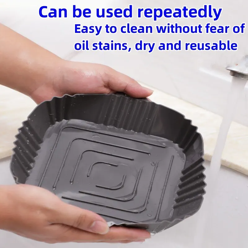 Air Fryer Accessories 1PC Air Fryer Oven Baking Tray Silicone Tray Fried Chicken Pizza Mat Oilless Silicone Pan