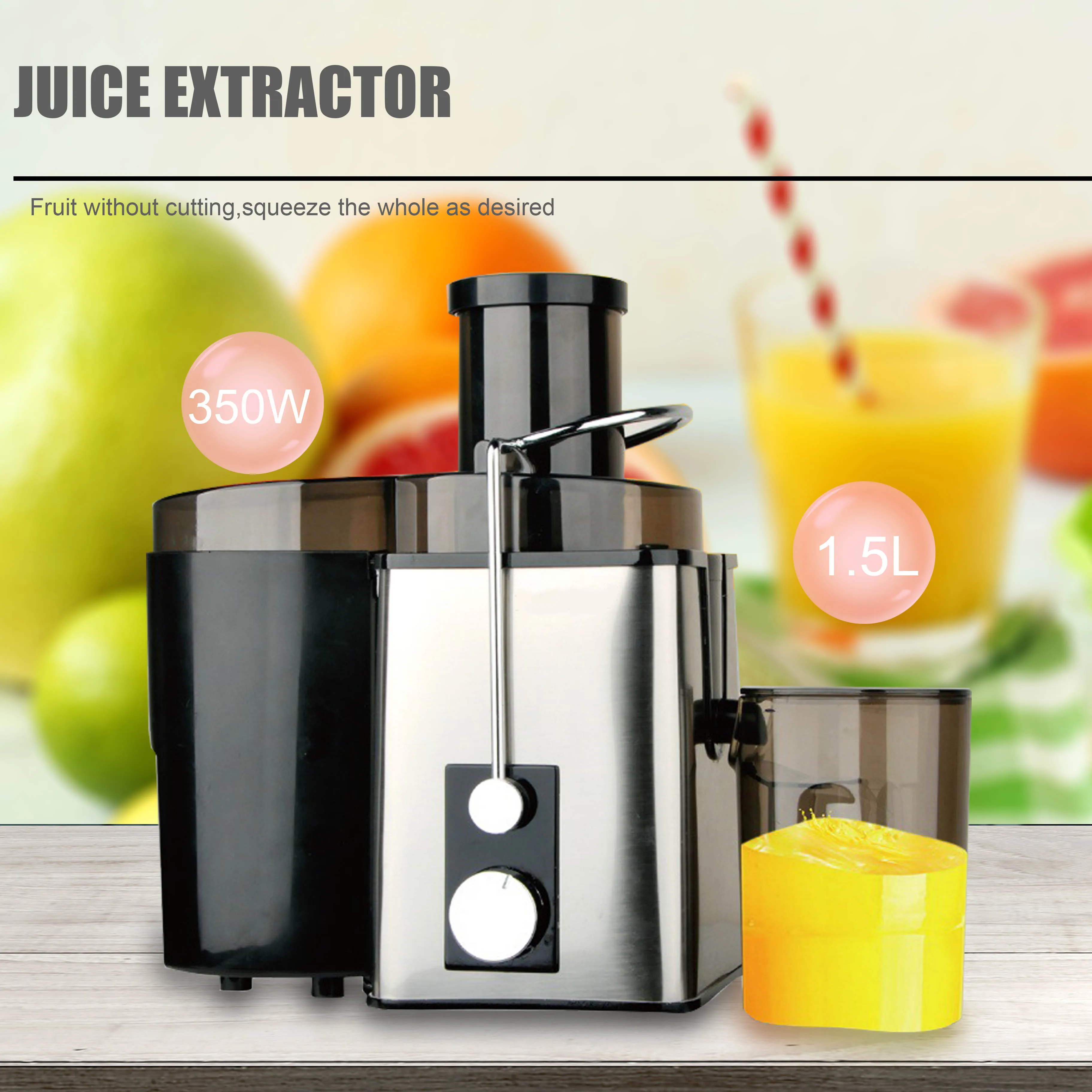 1.5l Juicer Extractor Blender 350w Large Caliber Juicer For Fruit Lemon