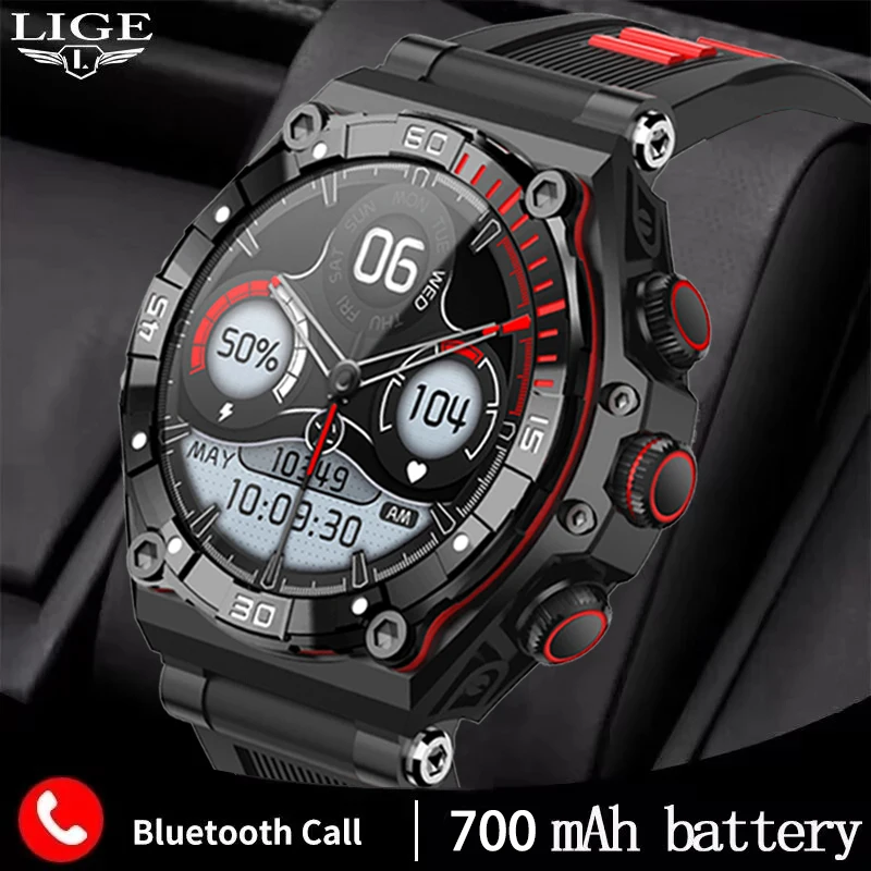 LIGE466466HDAMOLEDScreenBluetoothCallMenSmartWatch700mAh