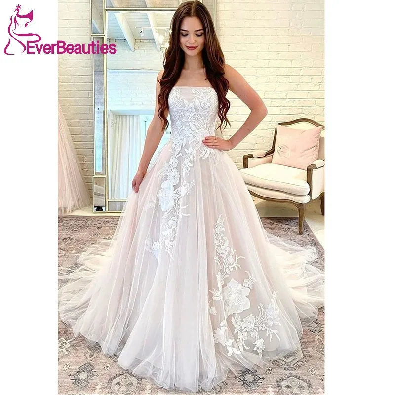 

Tulle Lace Wedding Dresses Robe De Mariée Beach Wedding Gowns A-Line Bohemian Gowns Vestidos Elegantes Para Mujer Bride Dress