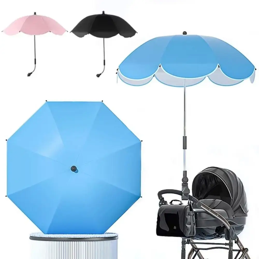 360° Baby Stroller Folding Umbrella Adjustable Sunshade Baby Pram Parasol Outdoor UV Sun Rain Protection Pushchair Canopy