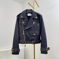 2025 New Spring Black Denim Jeans Long Sleeve Jacket Tops for Women 1