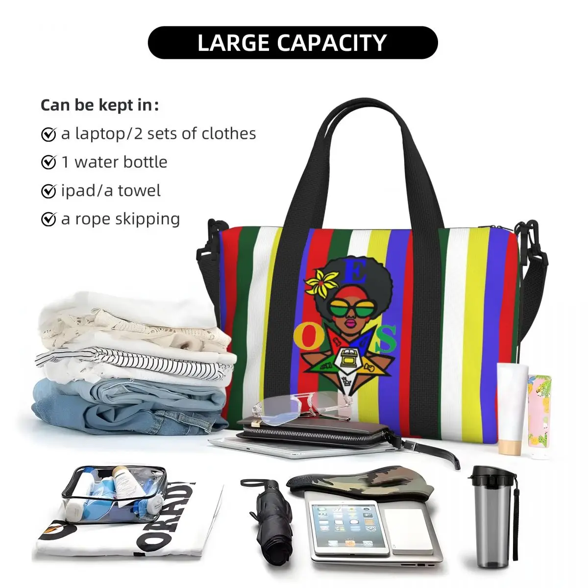 Order Of The Eastern Star Tote Bag Women Large Capacity Freemasonry Beach Gym Shoulder Travel Bag