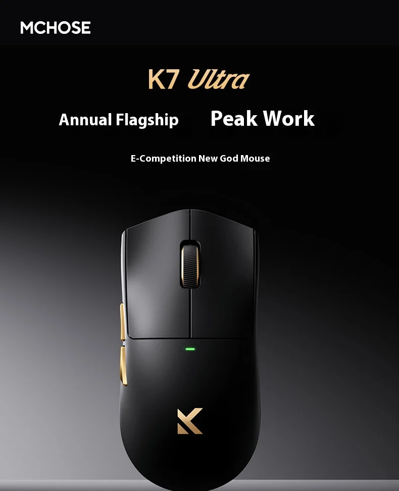 MCHOSE K7 Ultra Lightweight Gaming Mouse, Esports 8K Wireless with Magnetic Charging, PAW3950 Sensor