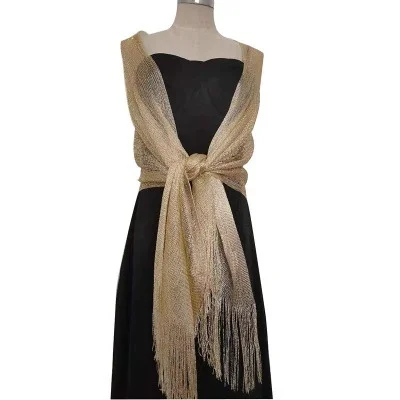 Ladies Evening Dress Shawl Party Wedding Prom Temperament Accessories Silk Tassel  Scarf Gold Silver Shawl Clothing Accessories