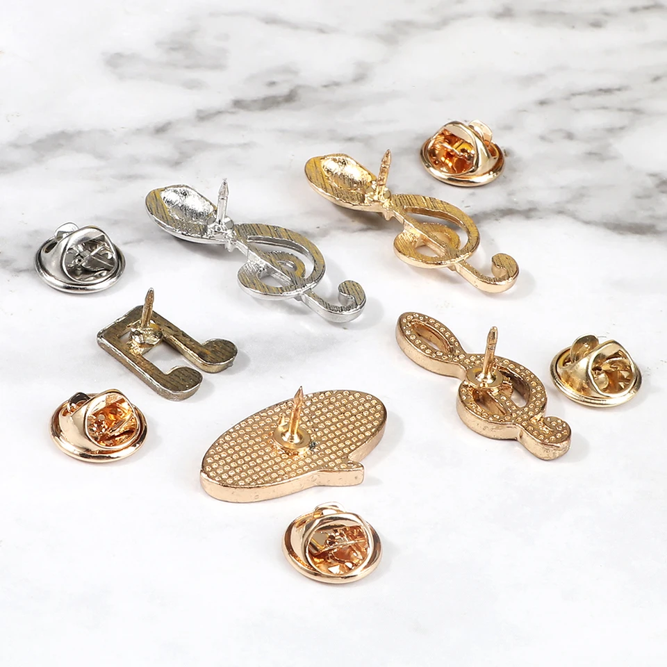 QZH Gouden kleur Microfoon Muziek Note Broches Pin voor