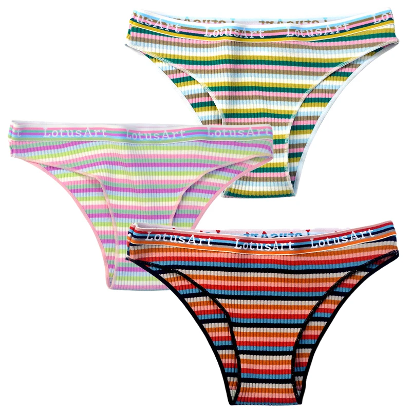 3PCS/Set Fashion Women Cotton Seamless Panties for Female Underwear Panty  Sexy Colorful Striped Lingerie Letter Waist Brief M-XL - AliExpress