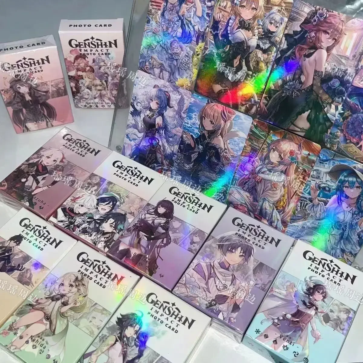 50Pcs/Set Anime Game Genshin Impact Double Sided Printing anime laser cards Focalors Furina Wriothesley Neuvillette Charlotte Laser Cards