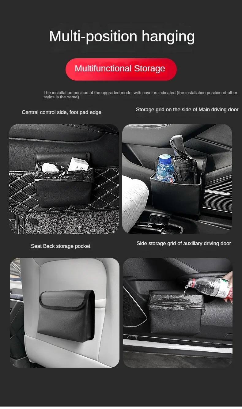 Car Trash Can – Foldable Car Storage Box & Seat Back Organizer Bag
