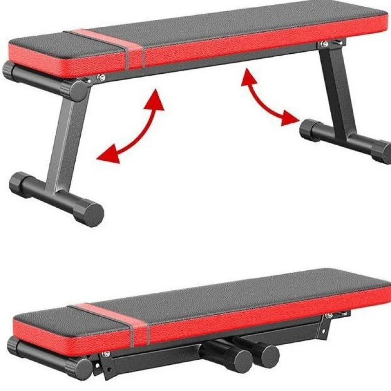 Indoor Home Use Bodybuilding Fitness Equipment Steel Barbell and Flat Bench for Sit-Up Training Metal Material