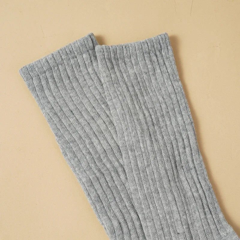 3 Pairs Autumn and Winter Women's Thickened Extra Long Warm Mid-calf Socks Solid Color Korean Ins Knitted Calf Socks