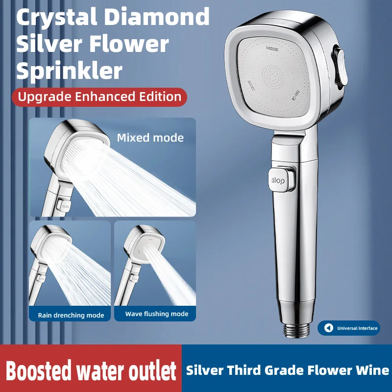 New 3 Speed Strong Pressurized Shower Head Square Handheld Shower Nozzle Household Shower Accessories 5