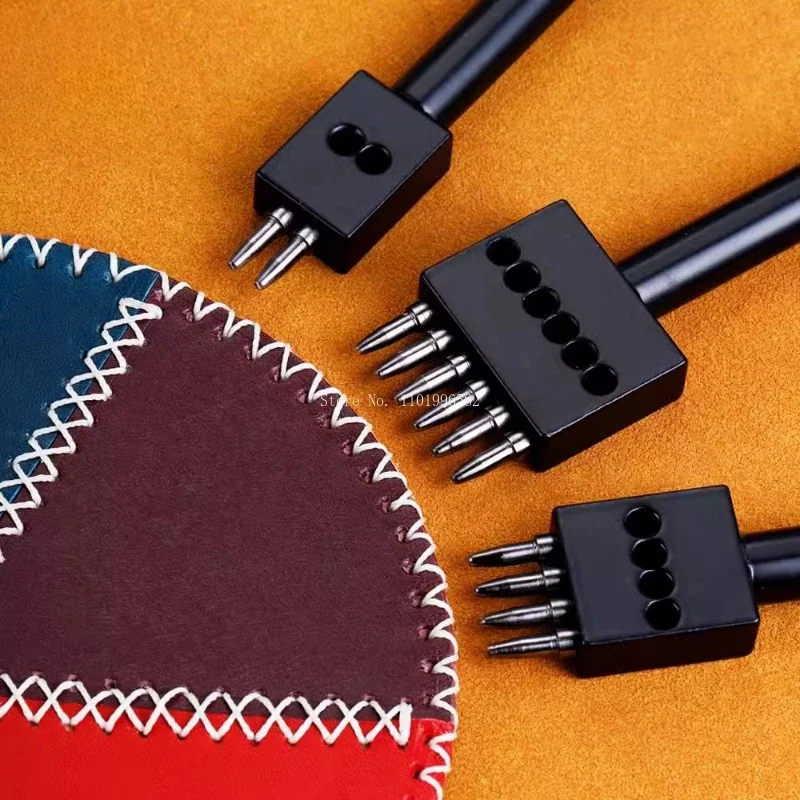 4mm/5mm/6mm Leather Process Round Holes Row Punch DIY Leather Bag/shoe/coasters Hand Stitching Hole Auxiliary Punching Tools leather hole punch leather puncher