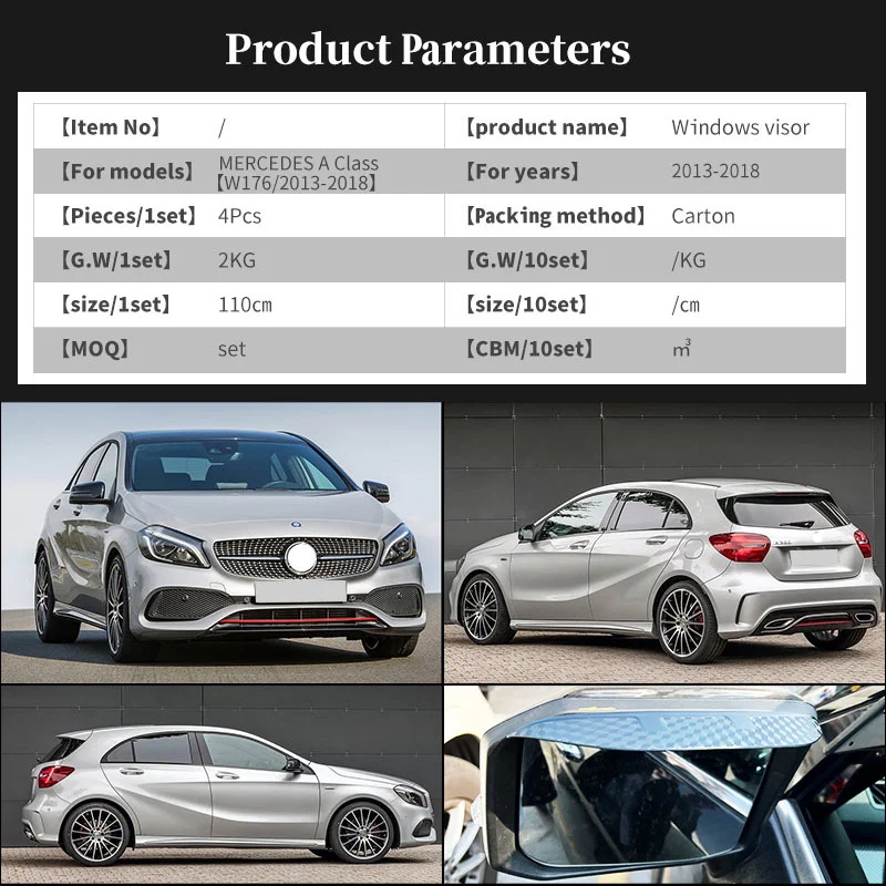 For Mercedes BENZ A Class Hatchback MK2 W169 2004-2012 Window Vent Ventvisor Wind Deflectors Visors Rain Guard Shades Visor
