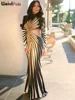 Weird Puss Waistless Dress Women Turtleneck Colorful Striped Print Hollow Full Sleeve Fall Trend 2024 Midnight Party Vestidos 4