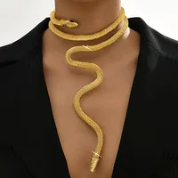 Fashionable Exaggerated Adjustable Realistic Snake Skin Net Chain Necklace Flexible Neckpiece Design - Image 2