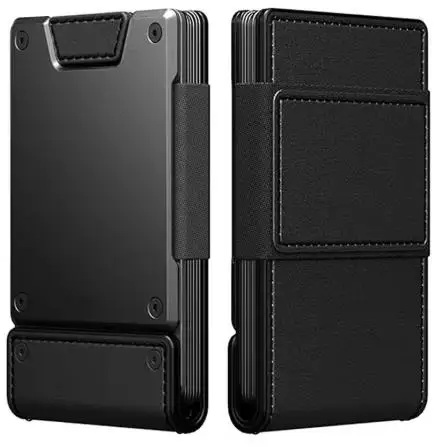 Deluxe RFID Blocking Leather Wallet with Pull-Out Card Holder and Metal Accents