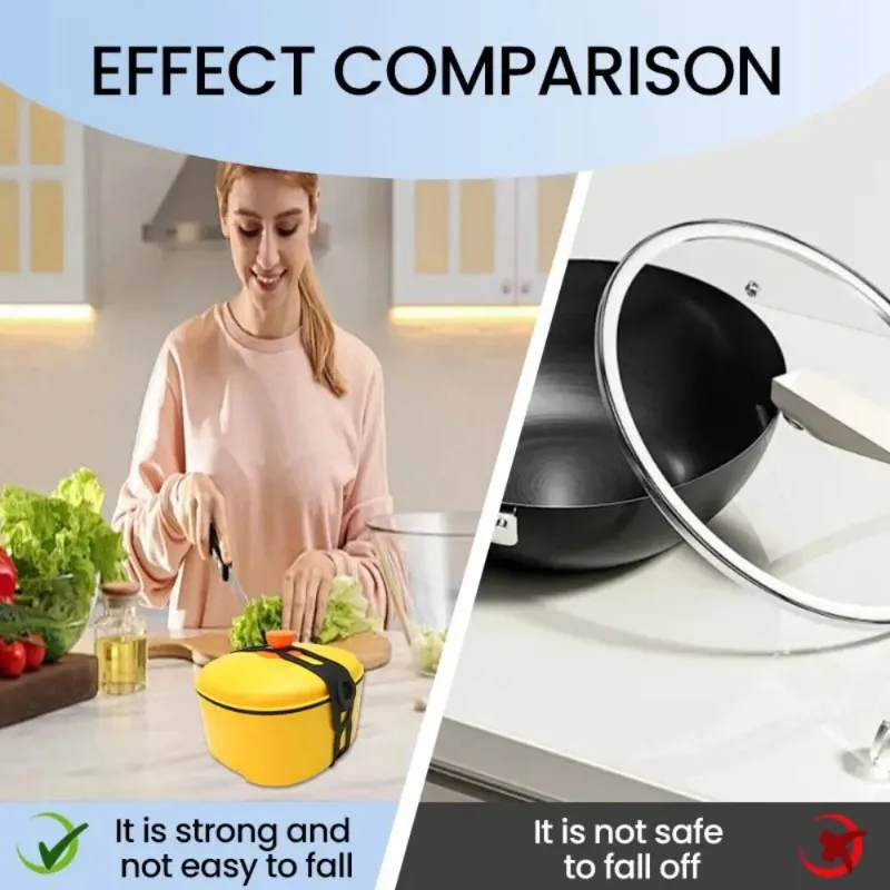 Convenient Stretchable Silicone Lid Strap - Splash-Proof, Leak-Proof, Reusable, Safe Material