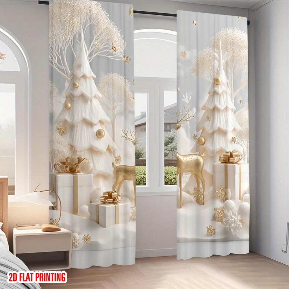 Holiday Magic Gold Christmas Curtains 3