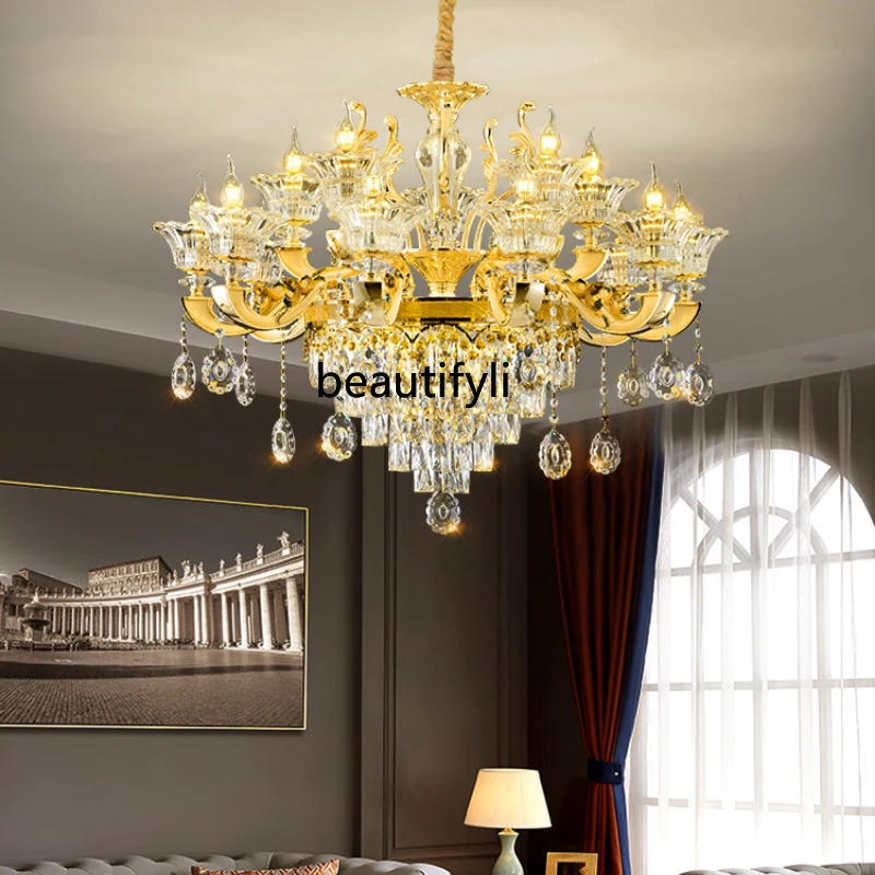 

HJ Lamp in the Living Room Crystal Chandelier Atmospheric Bedroom Light High-Grade Dining Room Lamps