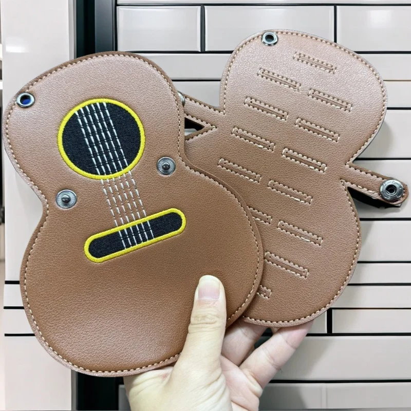 Retro Guitar Pick Pouch with Keychain Clip-Handmade Mini Bag for Plectrums, Coins, Small Trinkets, Music Gift Accessory for Mu