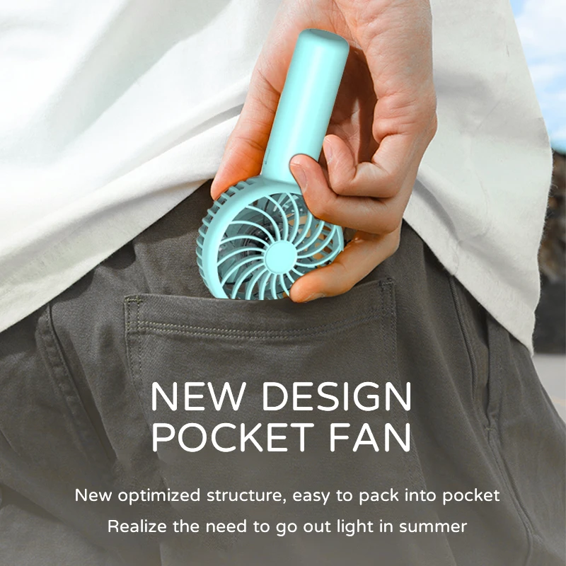Three-gear Adjustable Mini Portable USB Handheld Small Pocket Fans Desktop Noise Reduction Fan for Office Bedroom Outdoor Travel
