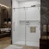 Tub Shower Door, 56-60 in. Wide, Frameless Sliding, with Handle and Watertight Seal, Tempered Glass, Multi-Size Shower Door 1